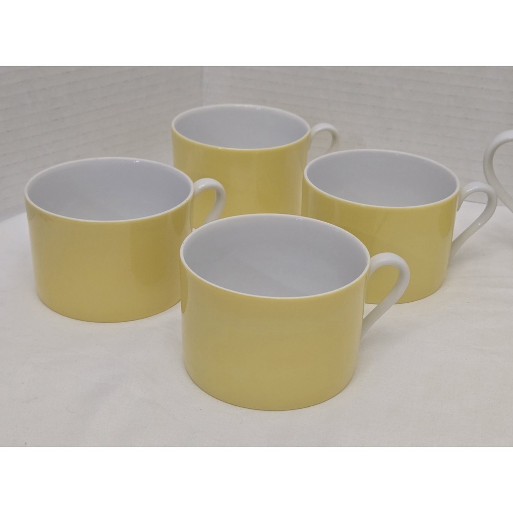 Set of 4 Vintage 1975‎ Fitz and Floyd Rondelet Yellow Mugs Pristine MCM Japan